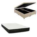 Ver imagem 1 de Cama Box Baú Bipartida Blindada + Colchão Eagle Molas Bonnel 22cm | Kit Completo com Cabeceira Boton