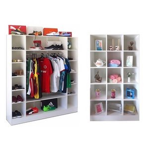 Kit Armário Colméia Loja Cabideiro Prateleira