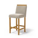 Ver imagem 3 de Kit com 2 Banqueta Eloá Madeira Maciça Assento Estofado para Bancada Veludo Bege 102