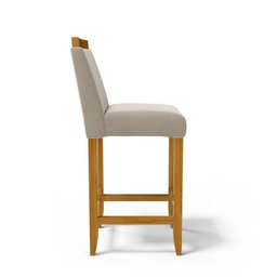 Kit com 2 Banqueta Eloá Madeira Maciça Assento Estofado para Bancada Veludo Bege 102 - 8