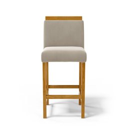 Kit com 2 Banqueta Eloá Madeira Maciça Assento Estofado para Bancada Veludo Bege 102 - 4