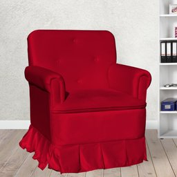 Poltrona Amamentação com Balanço + Puff Laura Veludo Vermelho - 7