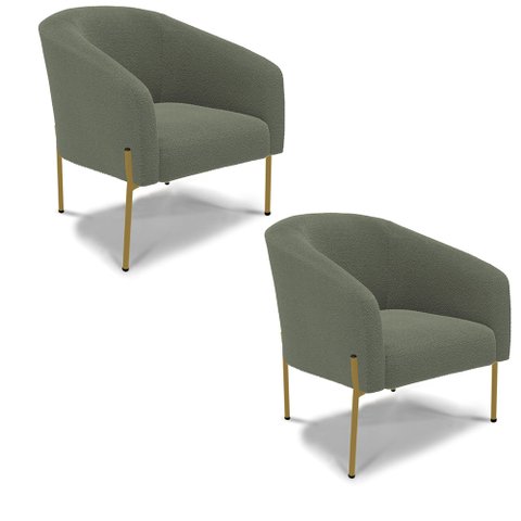 Cadeira Sala de Jantar Pé Ferro Dourado Kit 2 Stella Bouclê D03 - D'Rossi