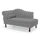 Ver imagem 6 de Divã Recamier Chaise Longue Lavínia 150cm Capitonê Pés de Madeira Linho Cinza - Desk Design