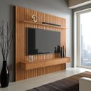 Ver imagem 1 de Painel para Tv até 75” Home Ripado Antares 3 Gavetas Prateleira Fixação na Parede:cinamomo