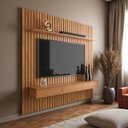 Ver imagem 3 de Painel para Tv até 75” Home Ripado Antares 3 Gavetas Prateleira Fixação na Parede:cinamomo