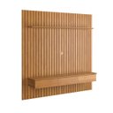 Ver imagem 5 de Painel para Tv até 75” Home Ripado Antares 3 Gavetas Prateleira Fixação na Parede:cinamomo