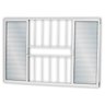 Janela de Alumínio Veneziana de Correr 120x150cm 6 Folhas 2 Fixas com Grade e Vidro Mini Boreal Linha Soft MGM Branco - 1