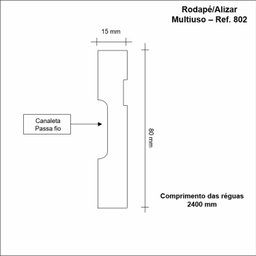 Kit Rodapé de MDF 8CMX15MMX2,40m 10 Barras com Friso 802 Branco Moldufama - 3 Kit Rodapé de MDF 8CMX15MMX2,40m 10 Barras com Friso 802 Branco Moldufama - 3