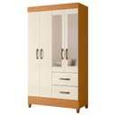 Ver imagem 4 de Guarda Roupa Casal Parma 4 Portas de Bater 2 Gavetas com Espelho Cinamomo Off White Albatroz Móveis