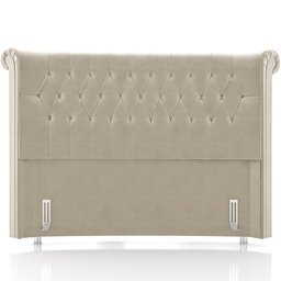 Cabeceira Cama Box Queen 160cm Estofada Meora P05 Veludo Bege - Lyam Decor - 3