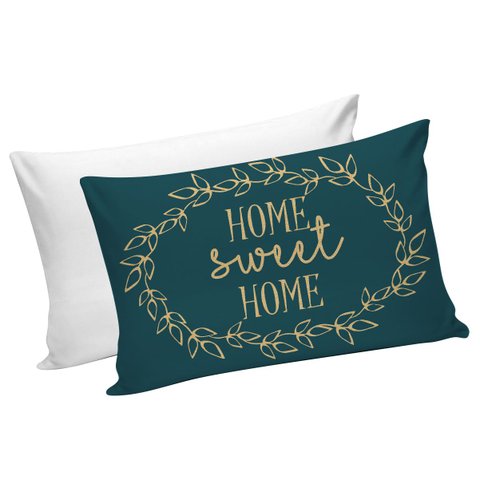 Capa de Almofada Decorativa Retangular Doce Lar Verde 50x30cm C/zíper