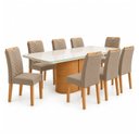 Ver imagem 2 de Conjunto Sala de Jantar 8 Lugares Retangular Tampo Vidro/MDF 200x90cm Mesa Diana e Cadeiras Carol