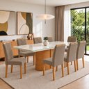 Ver imagem 1 de Conjunto Sala de Jantar 8 Lugares Retangular Tampo Vidro/MDF 200x90cm Mesa Diana e Cadeiras Carol