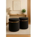 Ver imagem 1 de Kit Puff com Cinta Dorada Superior Preto Veludo