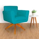 Ver imagem 2 de Poltrona Decorativa Isabela em Tressê Pés Madeira Giratório Suede Azul Turquesa - Ds Estofados