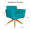 Ver imagem 5 de Poltrona Decorativa Isabela em Tressê Pés Madeira Giratório Suede Azul Turquesa - Ds Estofados