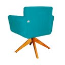 Ver imagem 4 de Poltrona Decorativa Isabela em Tressê Pés Madeira Giratório Suede Azul Turquesa - Ds Estofados