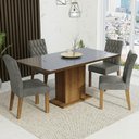 Ver imagem 1 de Conjunto Sala de Jantar Mesa Tampo de Vidro 4 Cadeiras Rustic/cinza/silver Marilia Madesa