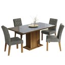 Ver imagem 2 de Conjunto Sala de Jantar Mesa Tampo de Vidro 4 Cadeiras Rustic/cinza/silver Marilia Madesa