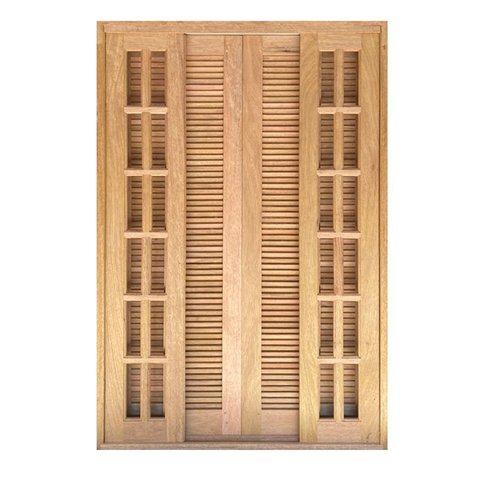 Porta Balcão de Correr de Madeira Cedro Arana Veneziana Reto Bat.14 Cm- 2.15 (a) X 1.90 (l)