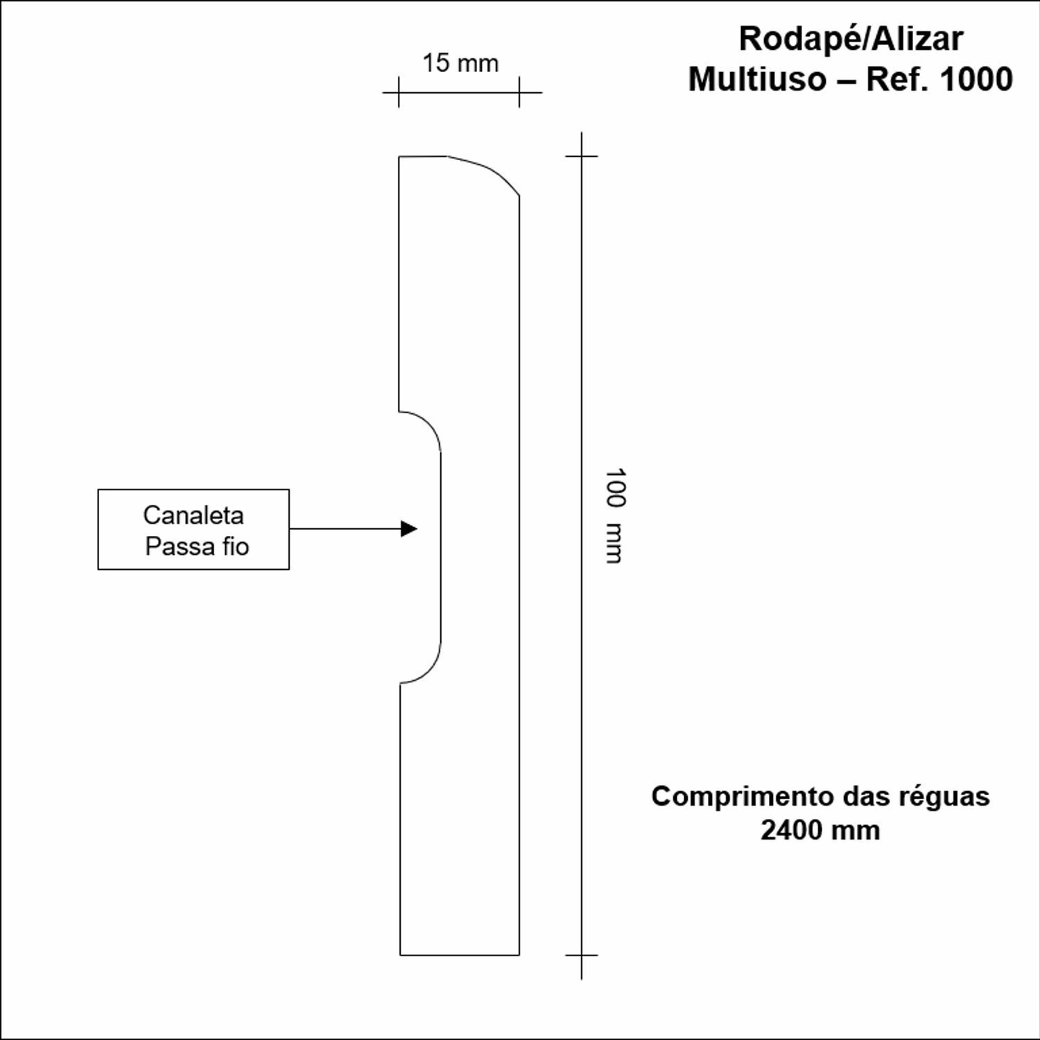 Kit Rodapé de MDF 10 Barras Frisada de 10cmx15mmx2,40m com 24 Metros Lineares 1000 - 3