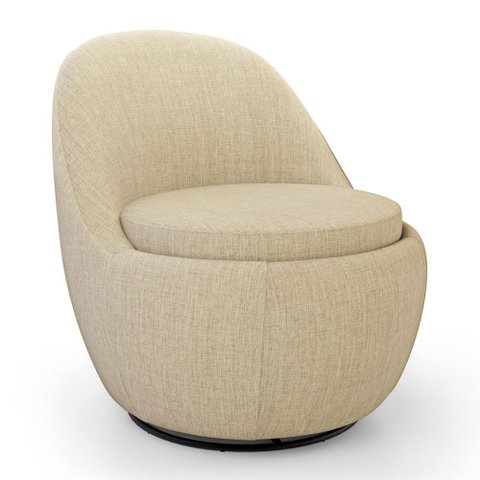 Poltrona Orgânica Living Memphis Base Giratória Linho Bege - Desk Design