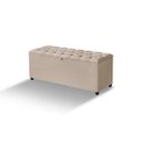 Ver imagem 2 de Recamier Baú Berlim Veludo Bege Solteiro 80cm Estofado Pés PVC Preto