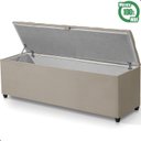 Ver imagem 3 de Recamier Baú Berlim Veludo Bege Solteiro 80cm Estofado Pés Pvc Preto