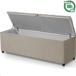 Recamier Baú Berlim Veludo Bege Solteiro 80cm Estofado Pés Pvc Preto - 3