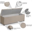 Ver imagem 5 de Recamier Baú Berlim Veludo Bege Solteiro 80cm Estofado Pés Pvc Preto