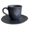 Jogo 6 Xícaras Café 120ml com Pires Preto Matte Cerâmica Org - 5