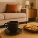 Ver imagem 2 de Jogo 6 Xícaras Café 120ml com Pires Preto Matte Cerâmica Org