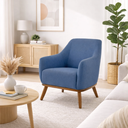 Ver imagem 1 de Poltrona Decorativa em Algodão Jeans com Base de Madeira Berenice- Larbelle