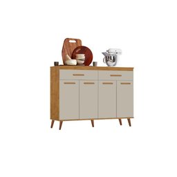 Armário / Balcão de Cozinha Le 4 Portas + 2 Gavetas Cor Ipê / Off White - 1
