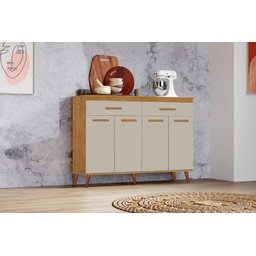 Armário / Balcão de Cozinha Le 4 Portas + 2 Gavetas Cor Ipê / Off White - 2