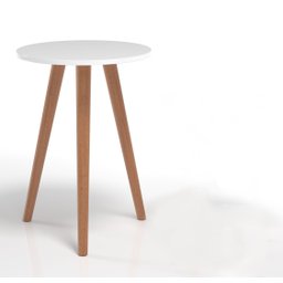 Mesa De Cabeceira Redonda 59Cm De Altura Pés Palito - 4