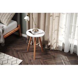 Mesa De Cabeceira Redonda 59Cm De Altura Pés Palito - 3