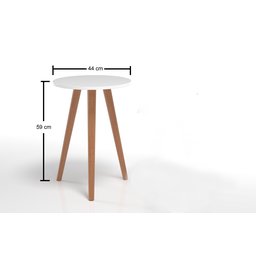 Mesa De Cabeceira Redonda 59Cm De Altura Pés Palito - 2