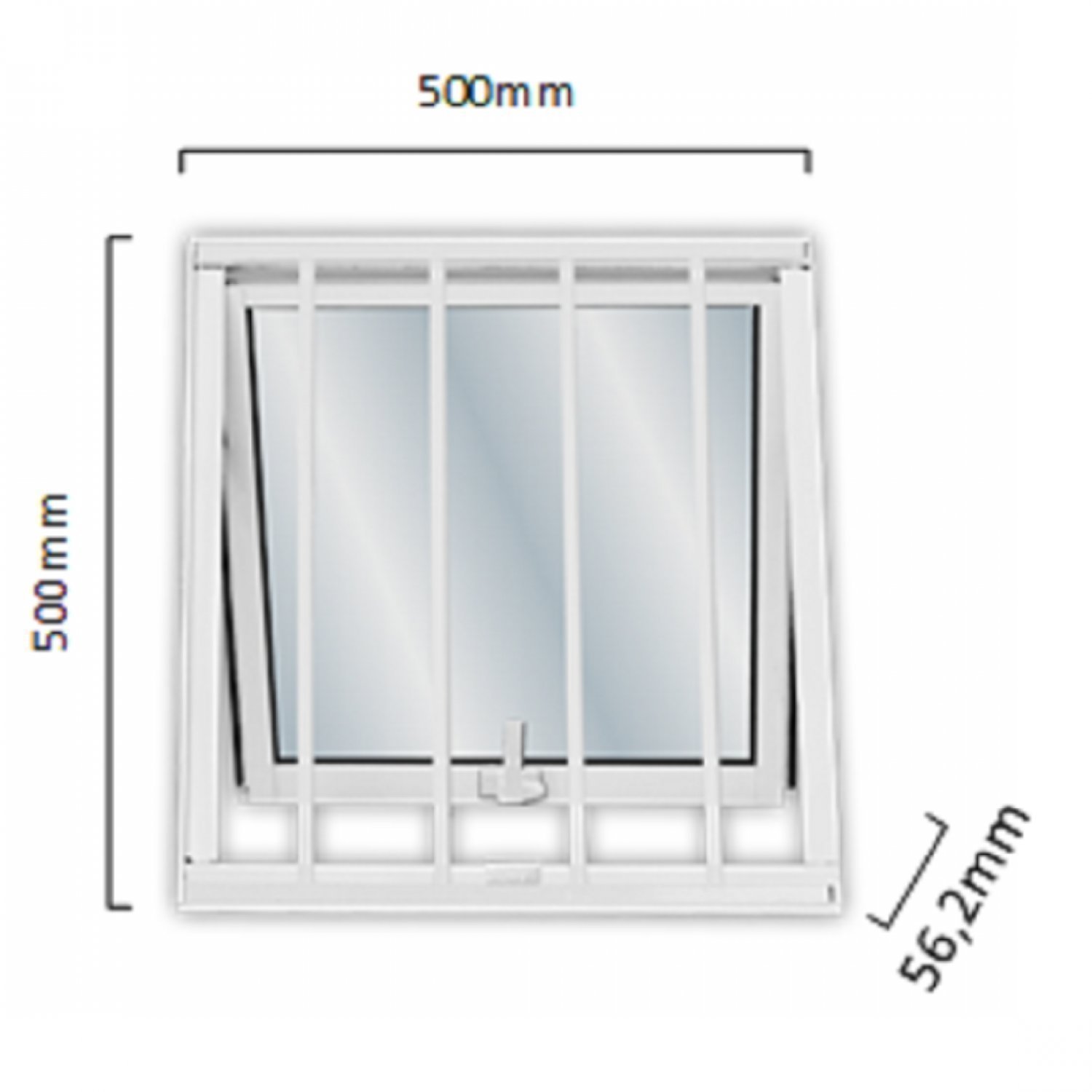 Janela de Alumínio Maxim-ar 50x50cm com Grade e Vidro Liso Soft MGM Branco - 3