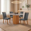Ver imagem 2 de Mesa de Jantar Eloise 90cm Tampo Mdf Vidro Canto Copo com 4 Cadeiras Lira