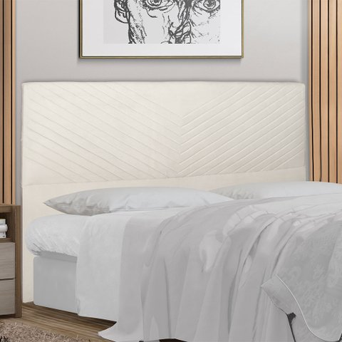 Cabeceira Cama Box Casal Viena 140 Cm Suede Bege Claro - MV Estofados Shop