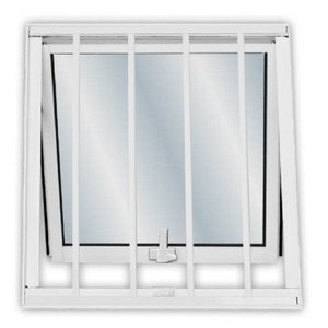 Janela de Alumínio Maxim-ar 50x50cm com Grade e Vidro Mini Boreal Soft Mgm Branco