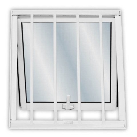 Janela de Alumínio Maxim-Ar 50x50cm com Grade e Vidro Mini Boreal Soft MGM Branco