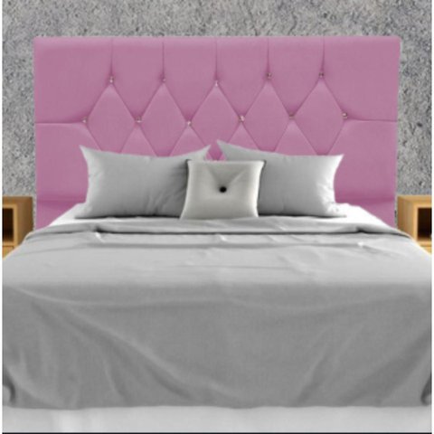 Cabeceira Cama Box Solteiro 90 Cm Geovana Suede Rosa
