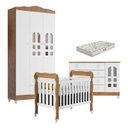 Ver imagem 1 de Quarto de Bebê New Selena 3 Portas com Berço Lila e Cômoda Gran Selena Branco Acetinado Amadeirado e
