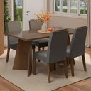 Ver imagem 1 de Conjunto Sala de Jantar Tampo de Vidro 4 Cadeiras Rustic/silver Braga Madesa