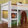 Cama Infantil Elevada com Escorregador Branco com Cortina Estampada Zoo - 7