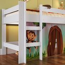 Ver imagem 7 de Cama Infantil Elevada com Escorregador Branco com Cortina Estampada Zoo