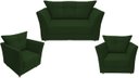 Ver imagem 1 de Kit Namoradeira + 2 Poltronas Decorativa Isis Suede Verde Pés Madeira Ms Decor